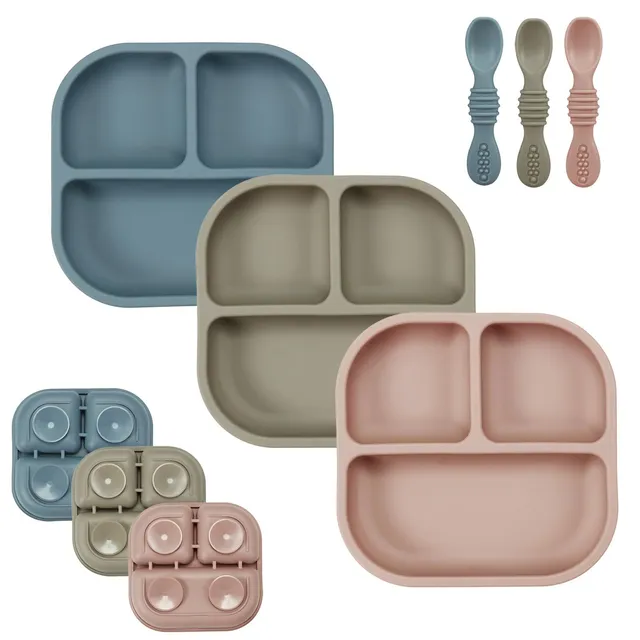 PandaEar Feeding Set Silikon Teller Löffel 6-teilig Bunt