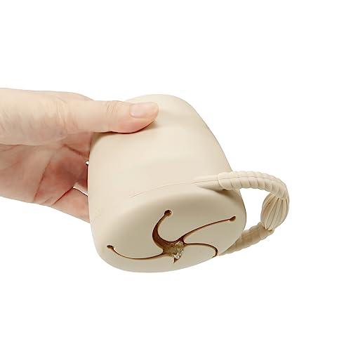 PandaEar Snackbecher Silikon 2er Beige faltbar auslaufsicher
