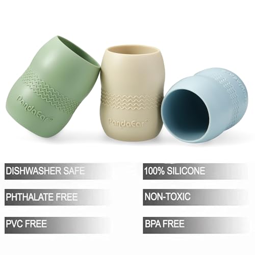 PandaEar Cup Trinkbecher Silikon 3er Blau/Grün/Beige