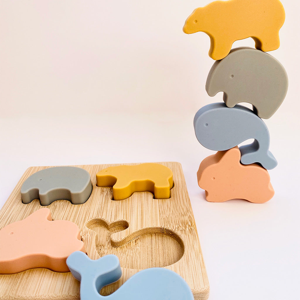 Les Petits Citrons Le Jeu Malone Puzzle Silikon Holz 14x14 4 Tiere