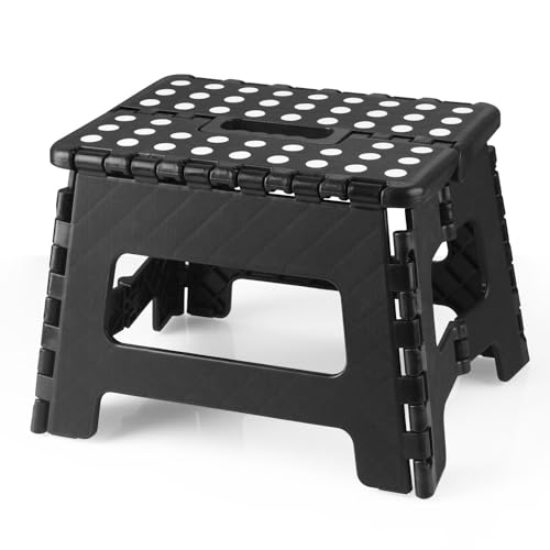 PandaEar Tritthocker Klapphocker Schwarz 19cm Rutschfest 136kg