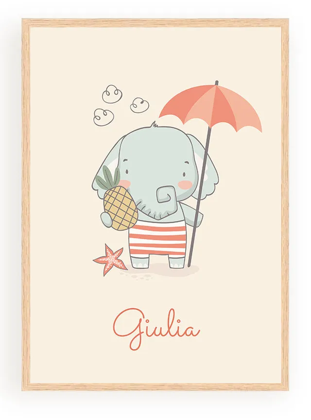 Les Petits Citrons La Papeterie Poster Elefant personalisiert mit Name A4