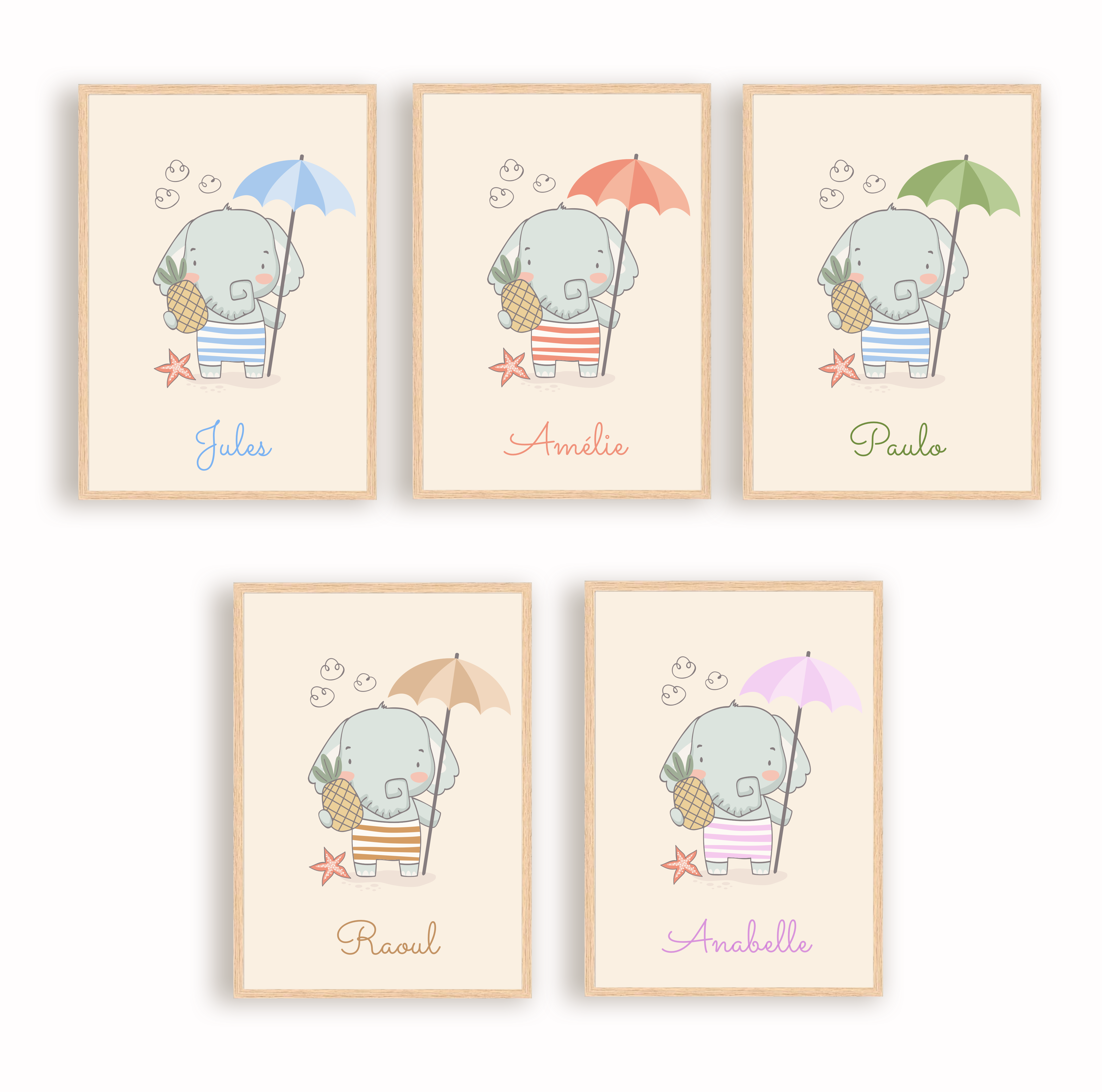 Les Petits Citrons La Papeterie Poster Elefant personalisiert mit Name A4