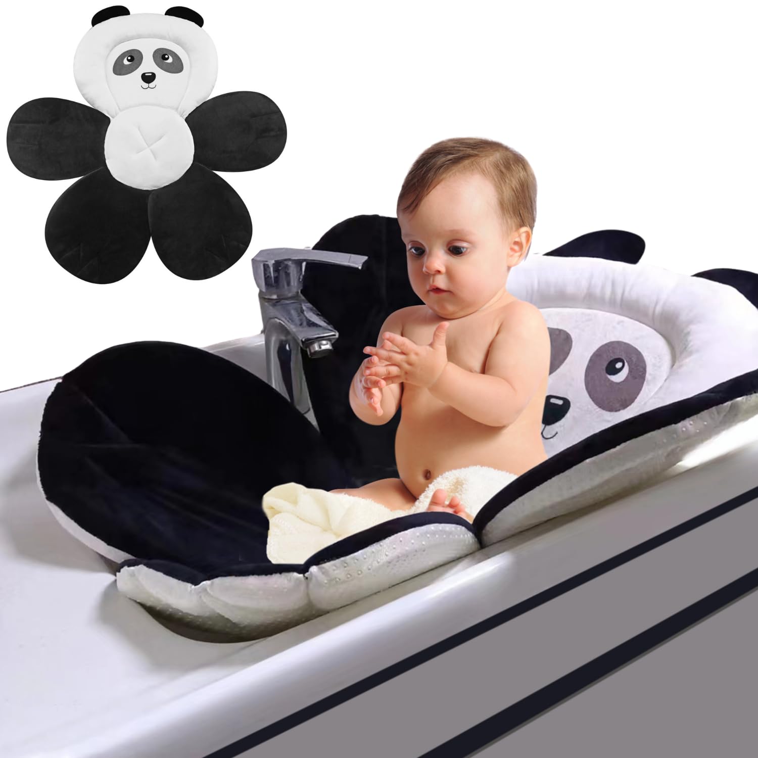 PandaEar Bath Pad Badeauflage Waschbecken Schwarz Blume