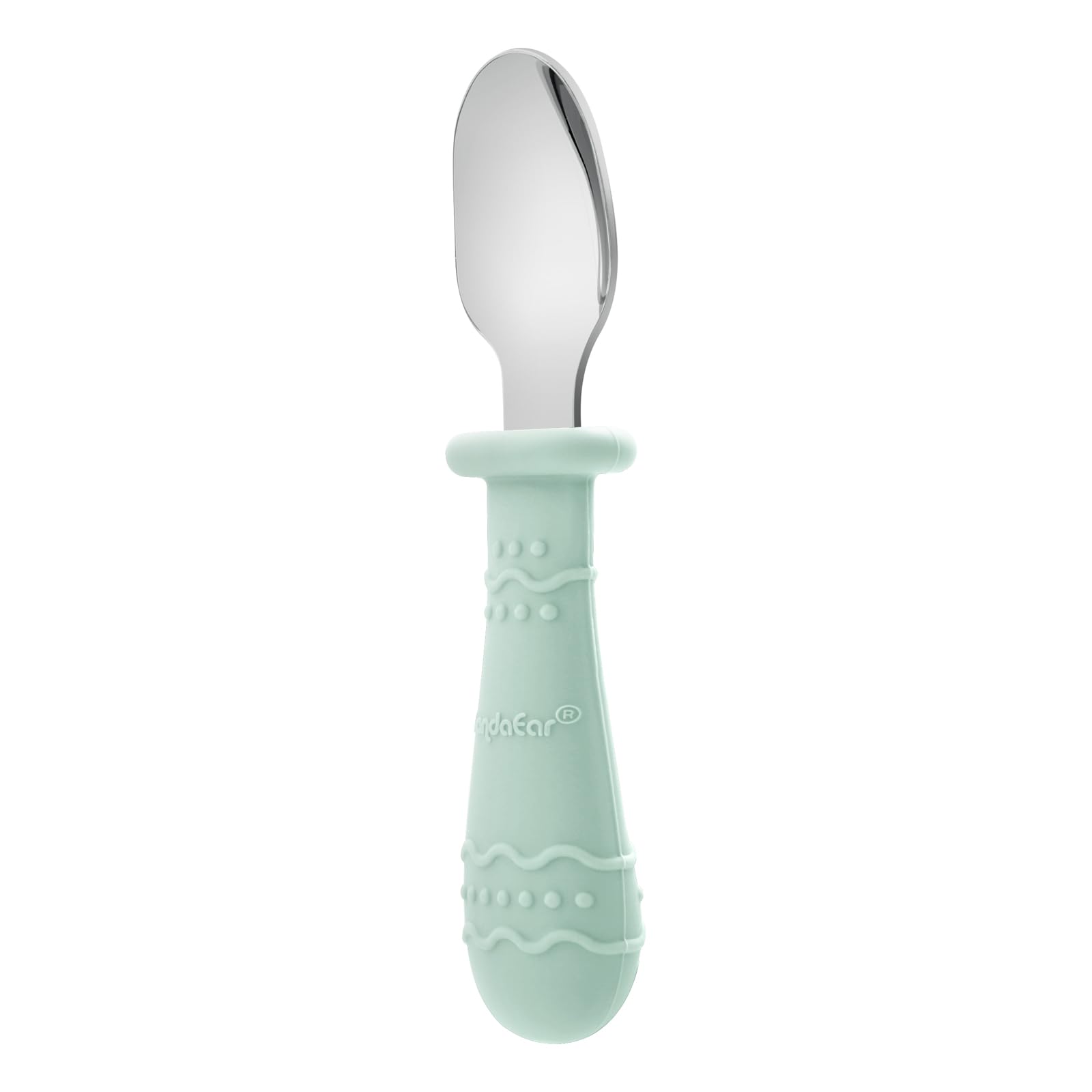 PandaEar Feeding Set Silikon Blau Weiß Teller Besteck