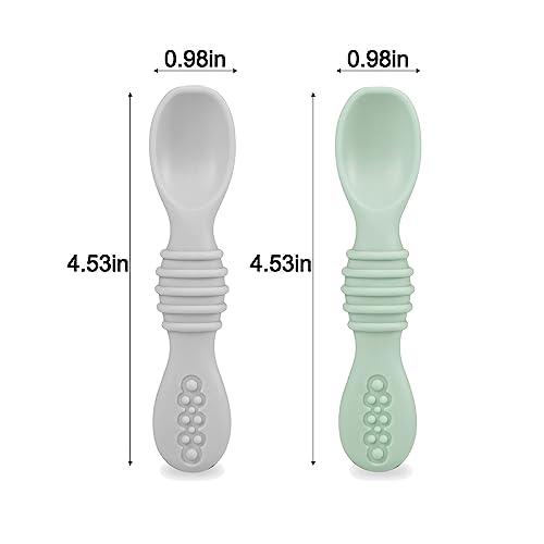 PandaEar Feeding Set Saugteller Löffel 4tlg Grau Grün