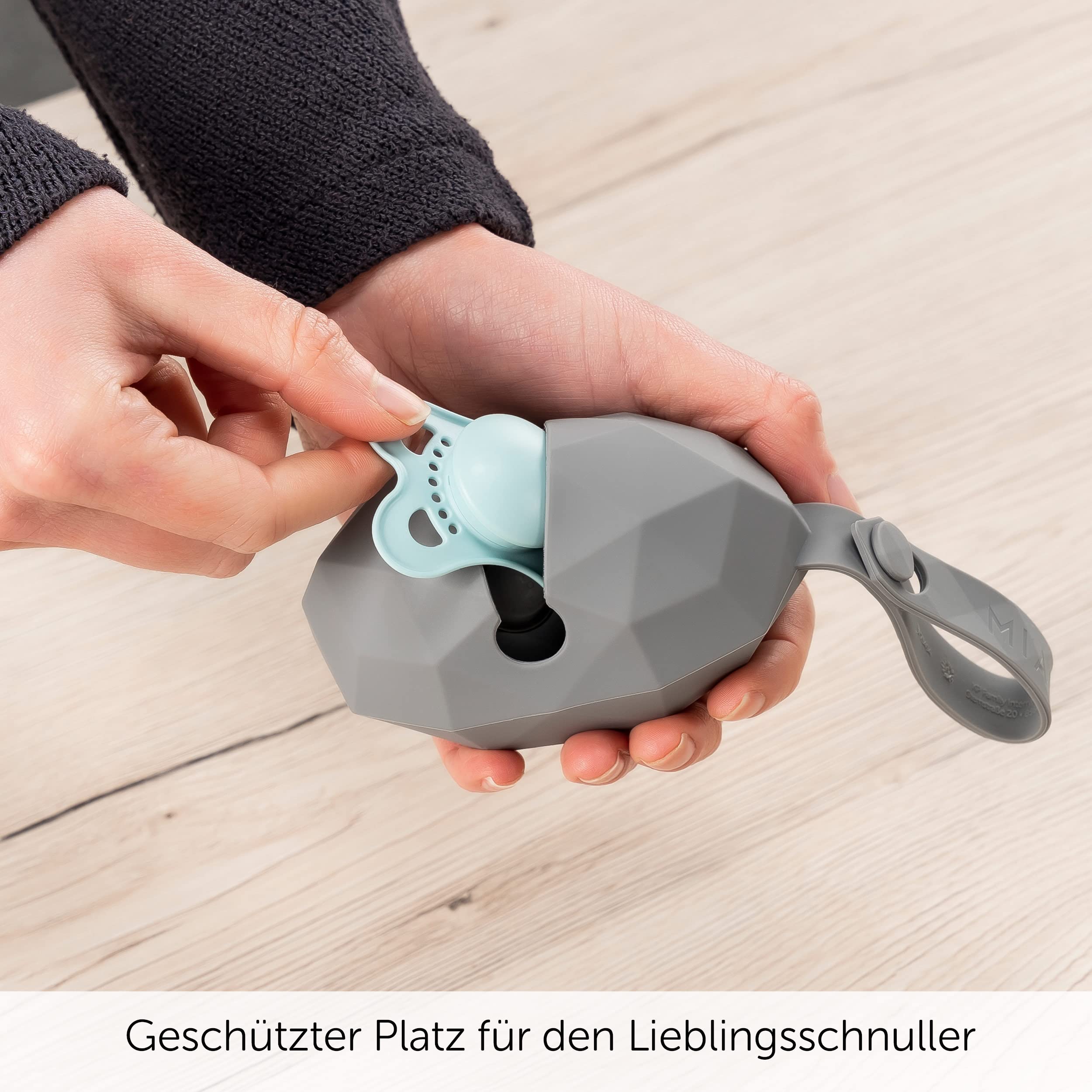 MiaMia Schnullerbox Set Silikon Grau 2er BPA-frei