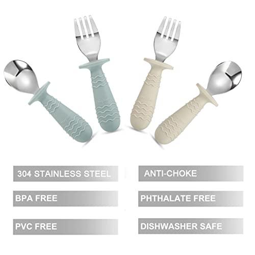 PandaEar Utensils Kinderbesteck 4-tlg Edelstahl Grün