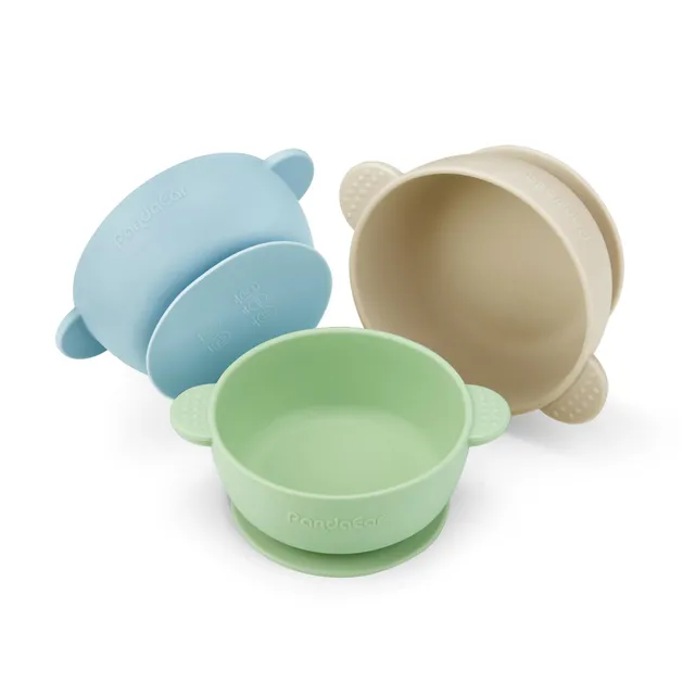 PandaEar Bowl Saugnapf Schüssel Silikon 3er Blau Grün