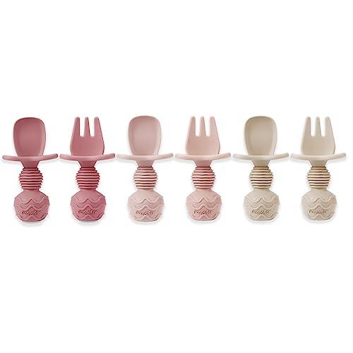 PandaEar Utensils Löffel Gabel Silikon Rosa 6er-Set BLW