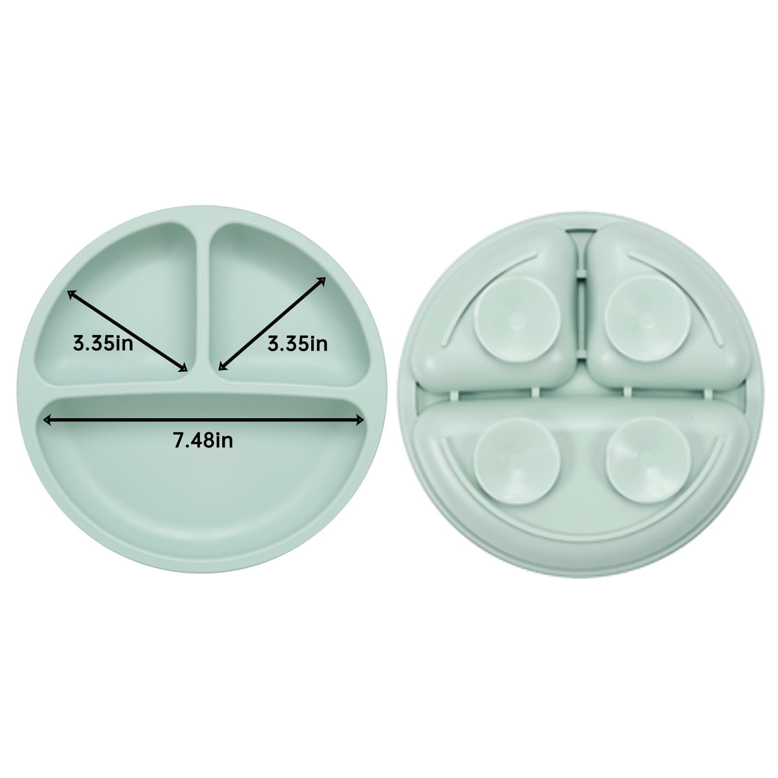 PandaEar Feeding Set Silikon Blau Weiß Teller Besteck