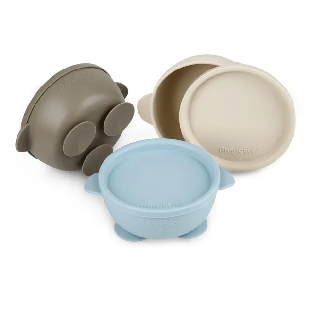 PandaEar Bowl Saugnapfschüssel Silikon 3er Blau Braun Beige