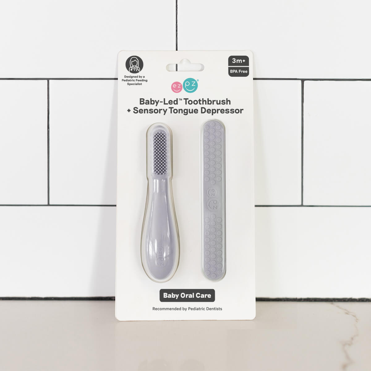 ezpz Pre-Feeding Baby-Led Zahnbürste Pewter Mundpflege
