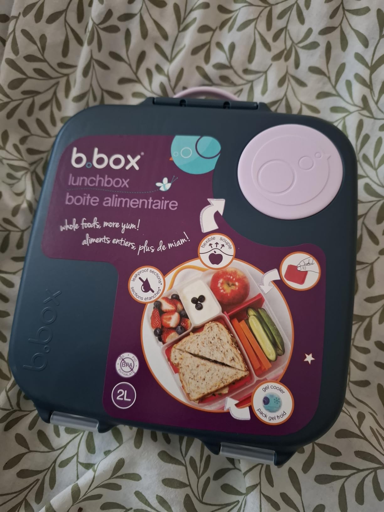 b.box Lunchbox Bento Brotdose 4 Fächer Lilac Pop 20 cm