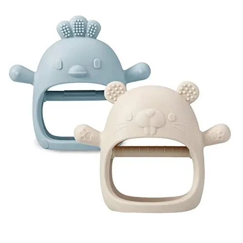 PandaEar Teethers Beißring 2er Pack Blau Rosa