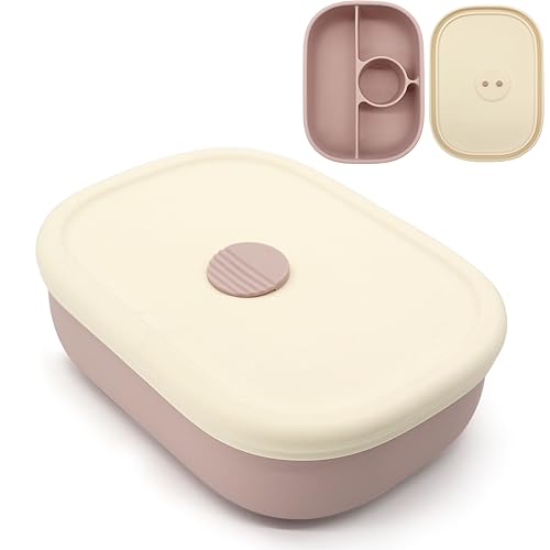PandaEar Bento Brotdose Silikon Pink 4 Fächer Auslaufsicher