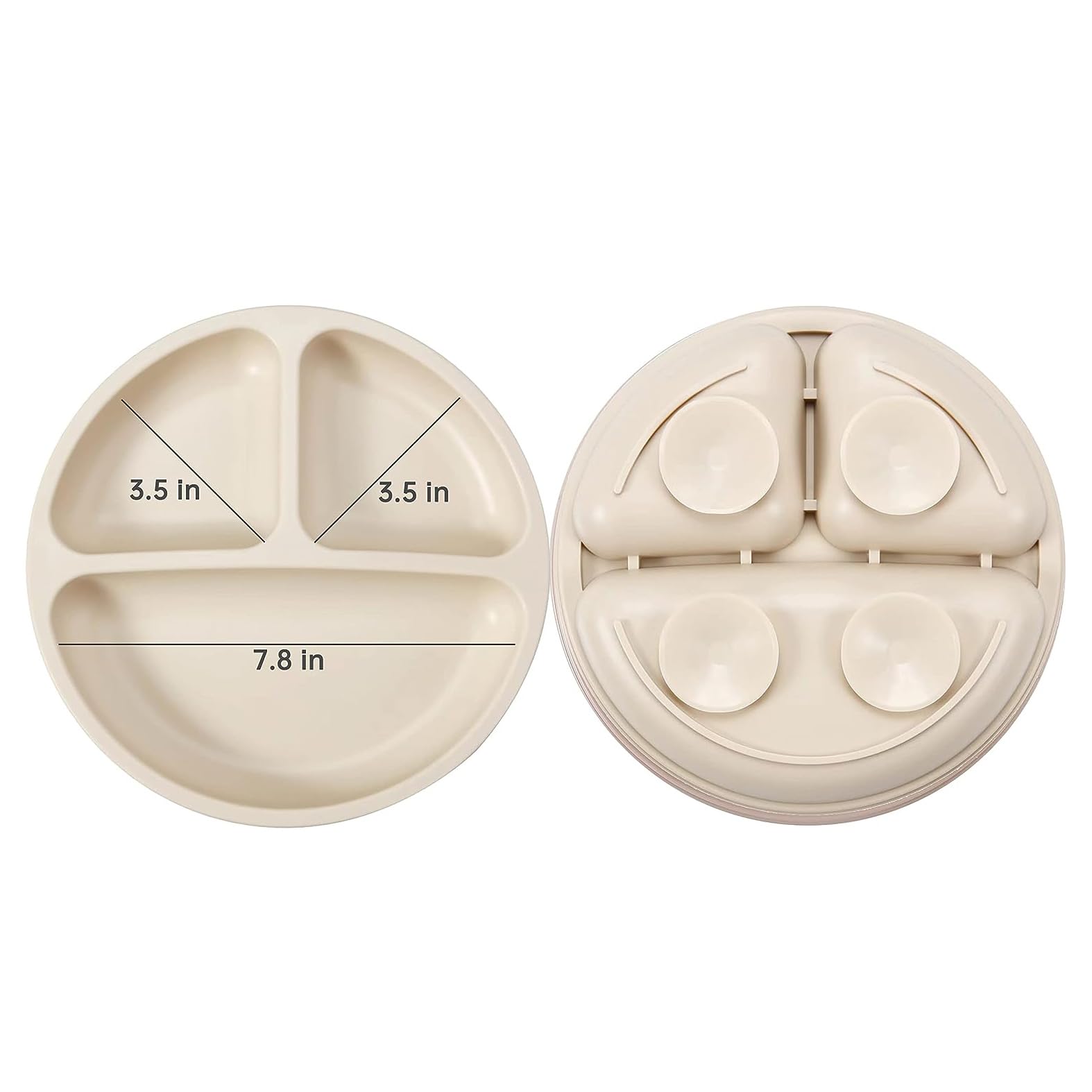 PandaEar Plates Saugteller 3er-Set Rosa Silikon abgeteilt