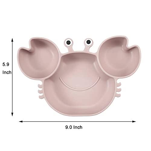 PandaEar Feeding Set Krabbe Babygeschirr Silikon Pink saugfest