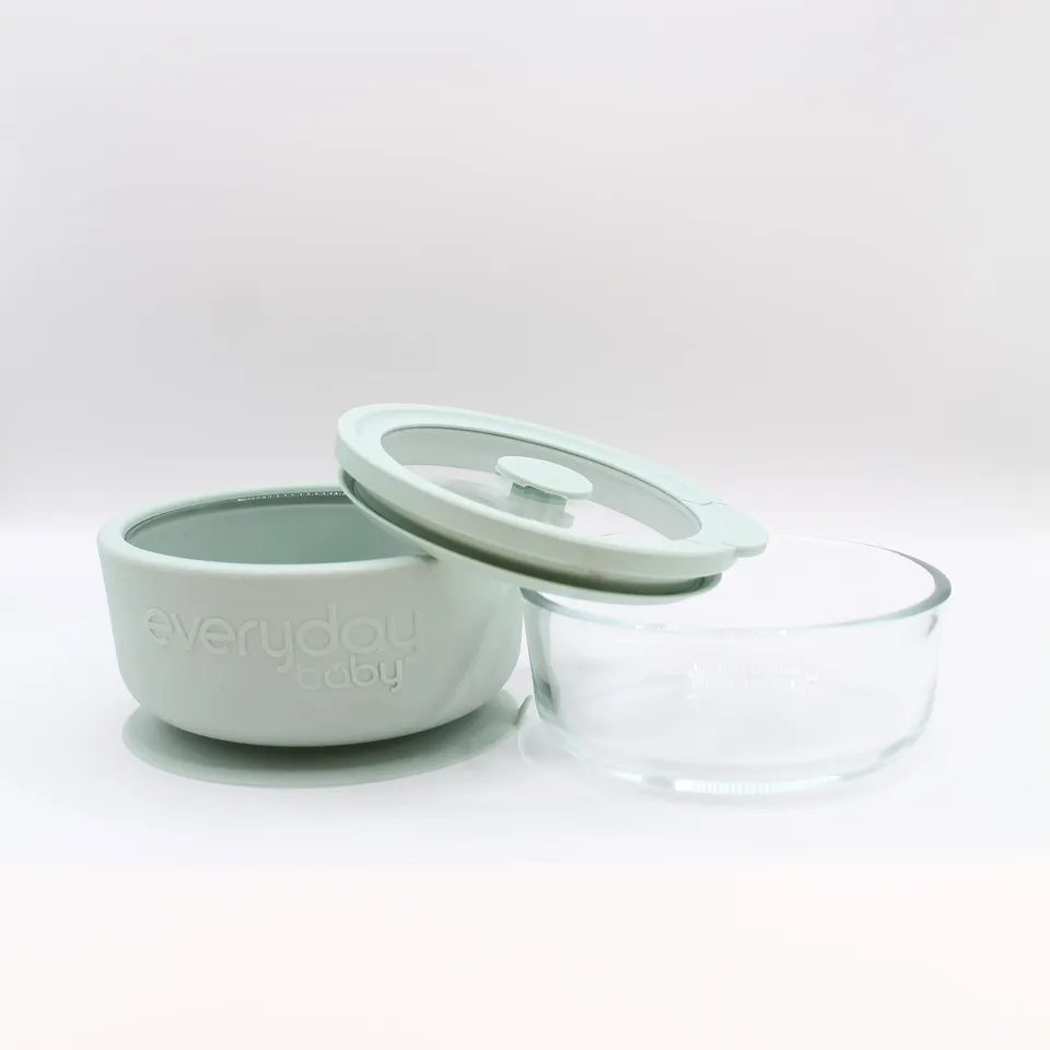 Everyday Baby Tableware Glasschale Saugnapf Deckel Rosa