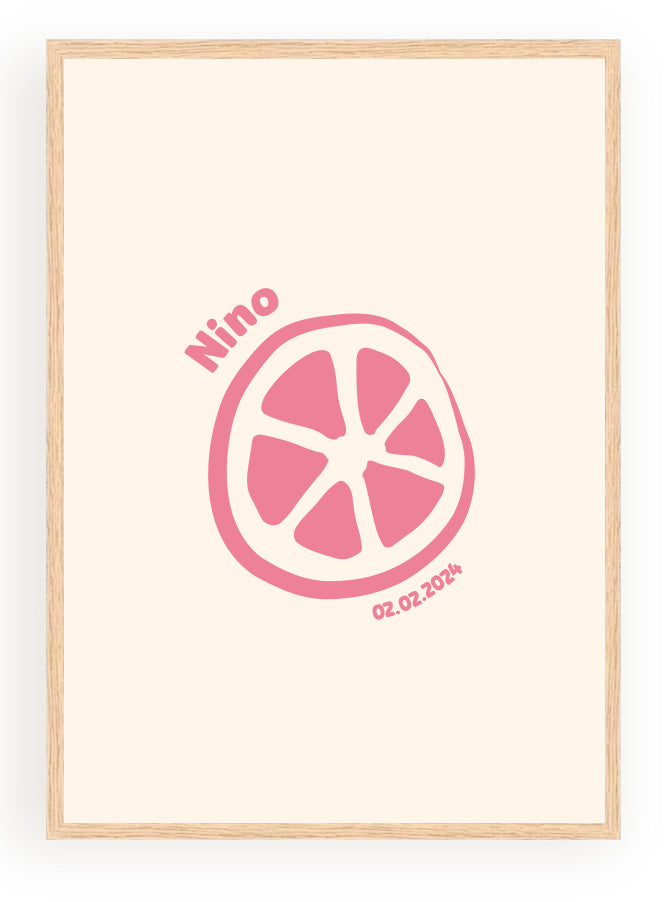 Les Petits Citrons La Papeterie Minimaliste Citron Poster mit Namen