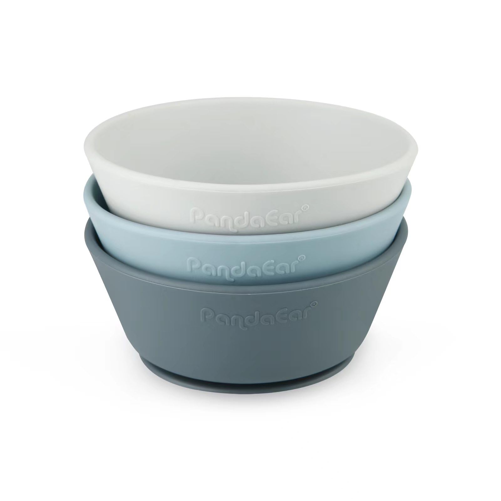 PandaEar Bowl Saugschüssel Silikon 3er Blau/Grau saugfest