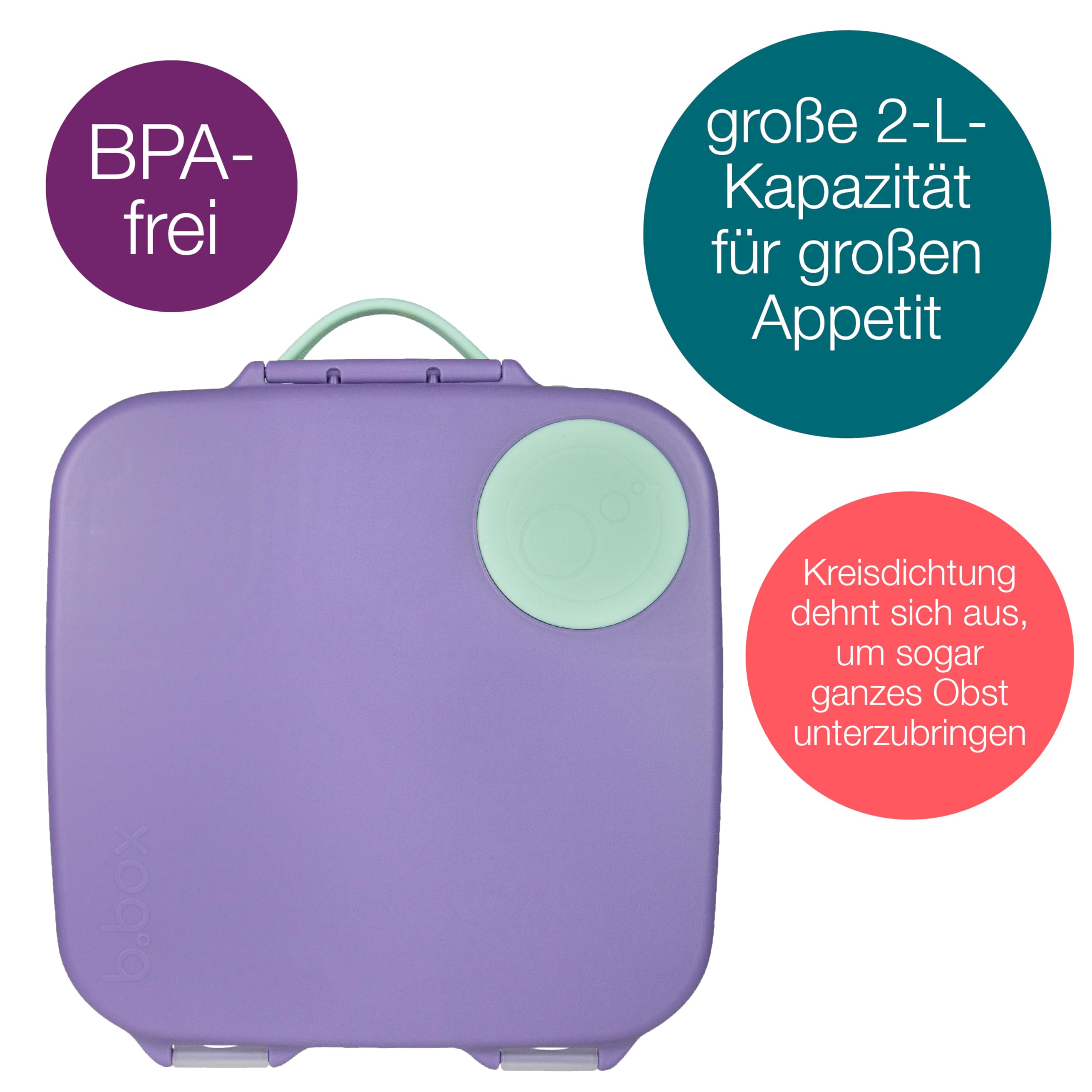 b.box Lunchbox Bento Brotdose 4 Fächer Lilac Pop 20 cm