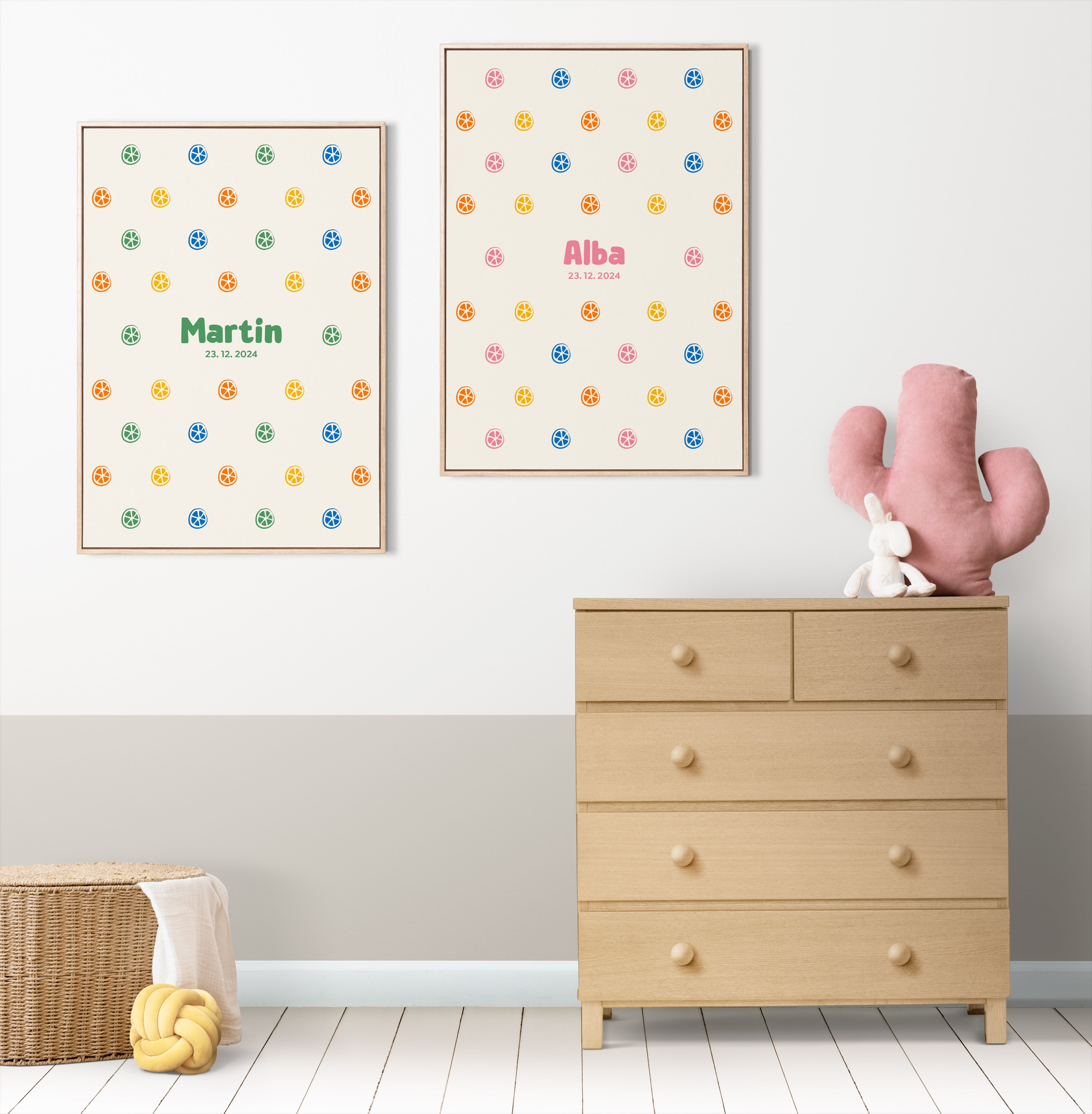 Les Petits Citrons La Papeterie Citrons Poster Grün A4 mit Rahmen