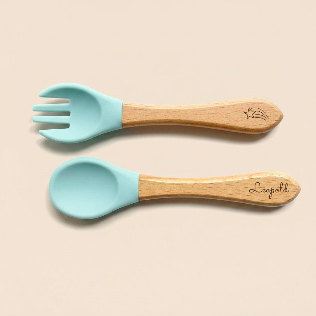Les Petits Citrons Le Repas Hubert Babybesteck Silikon Blau