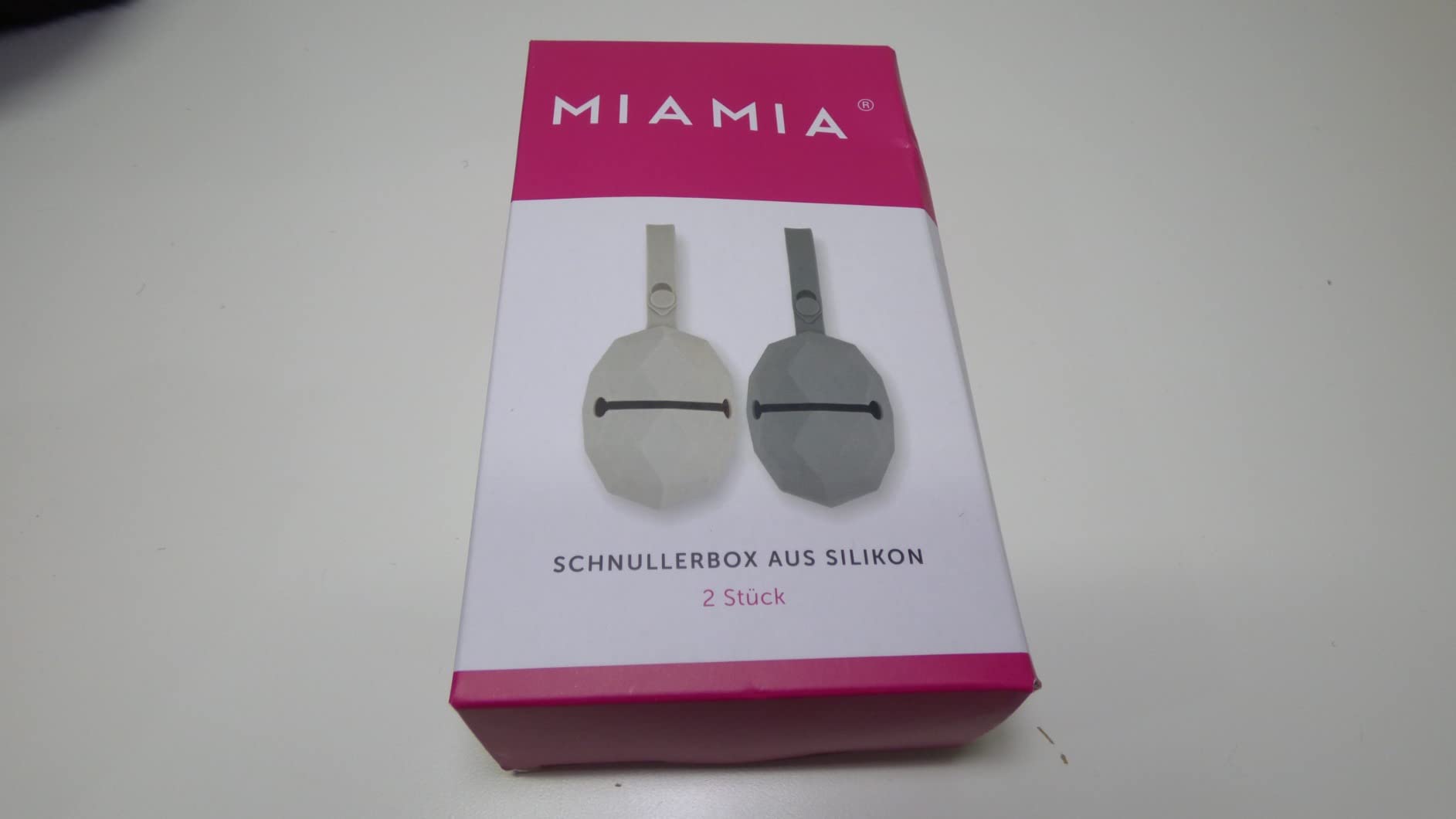 MiaMia Schnullerbox Set Silikon Grau 2er BPA-frei