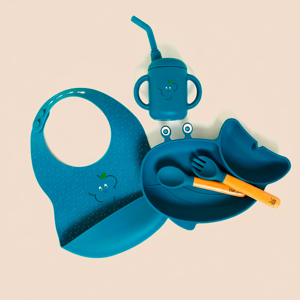 Les Petits Citrons Le Repas Mathéo Ess-Set Silikon Blau saugfest