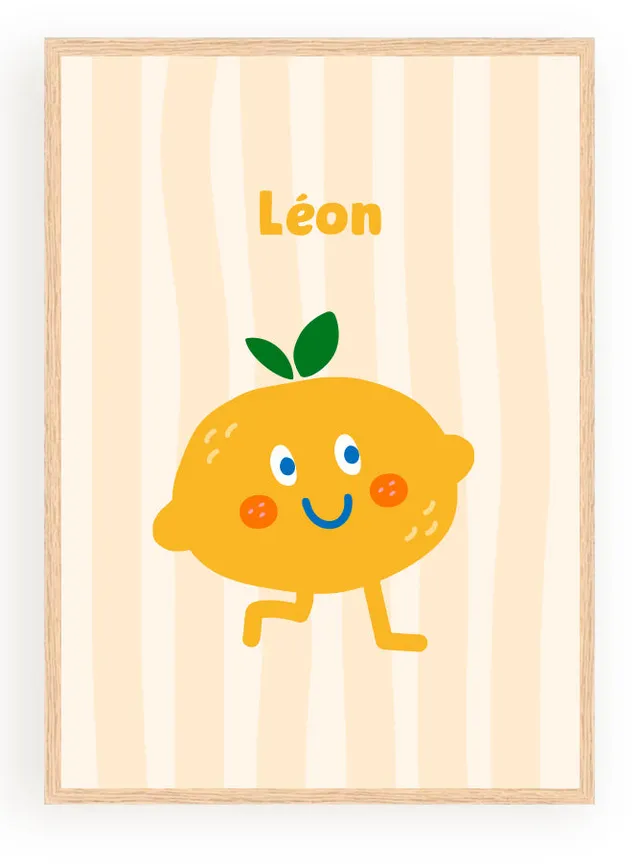 Les Petits Citrons La Papeterie Fruits Poster A4 mit Rahmen Zitrone