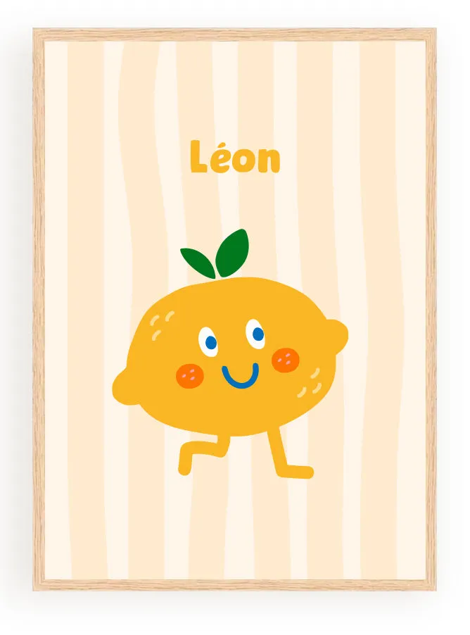 Les Petits Citrons La Papeterie Fruits Poster A4 mit Rahmen Zitrone