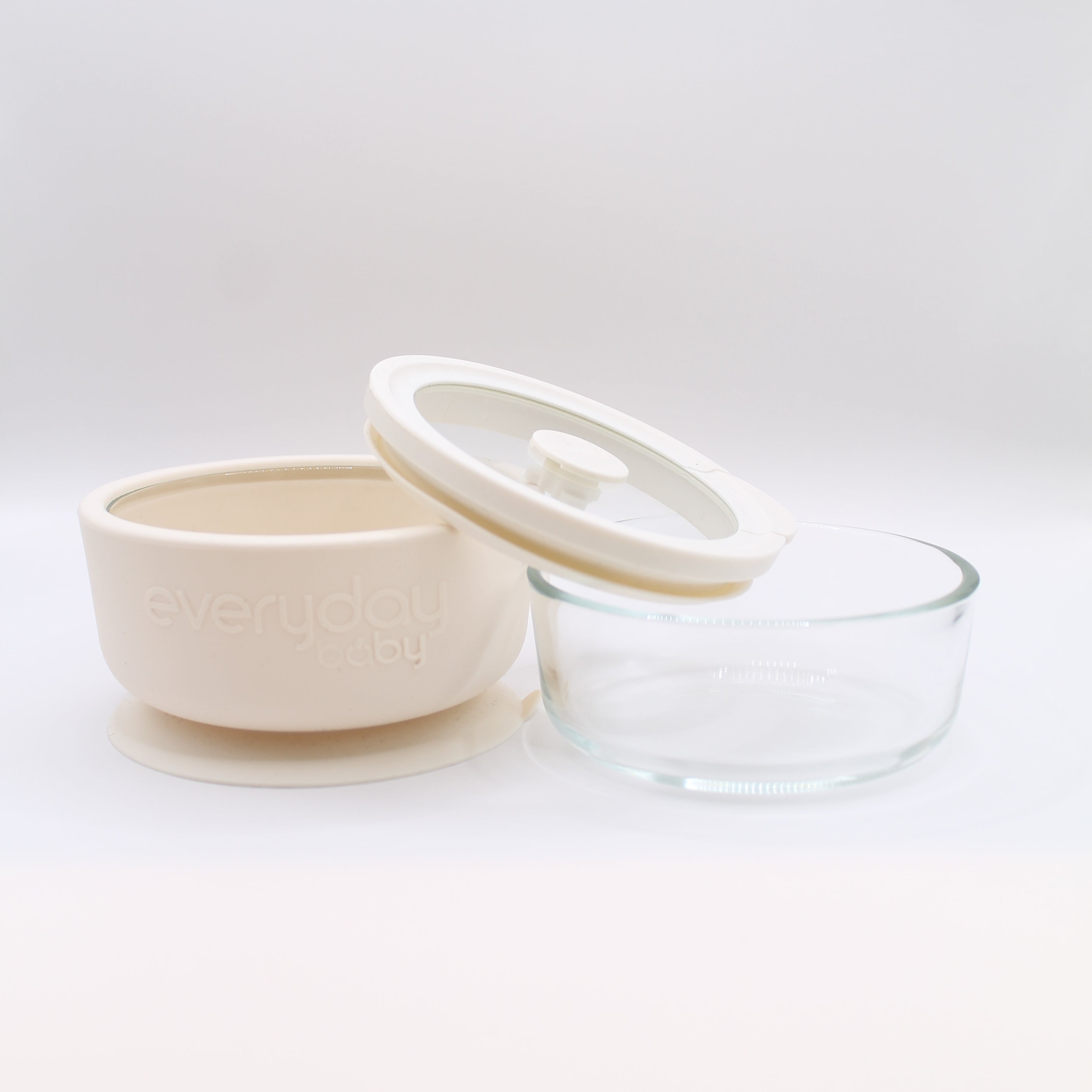 Everyday Baby Tableware Glasschale Saugnapf Deckel Rosa