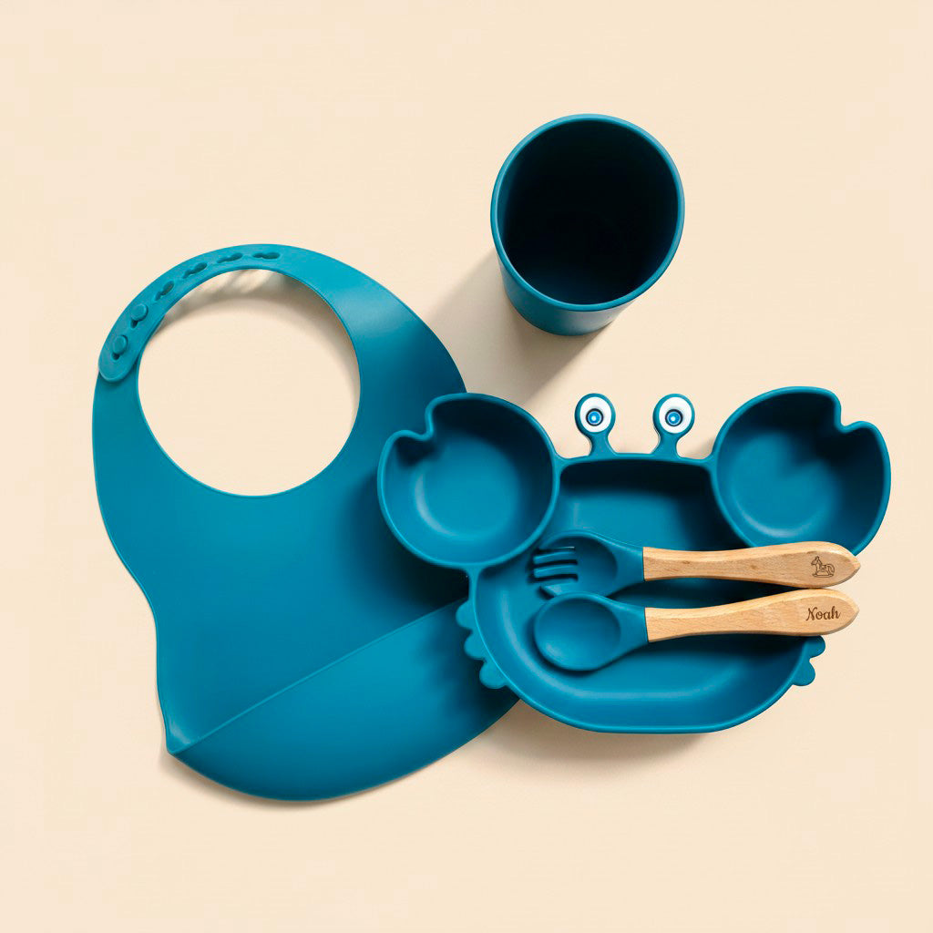 Les Petits Citrons Le Repas Tristan Set Krabbe Hellblau 4-teilig