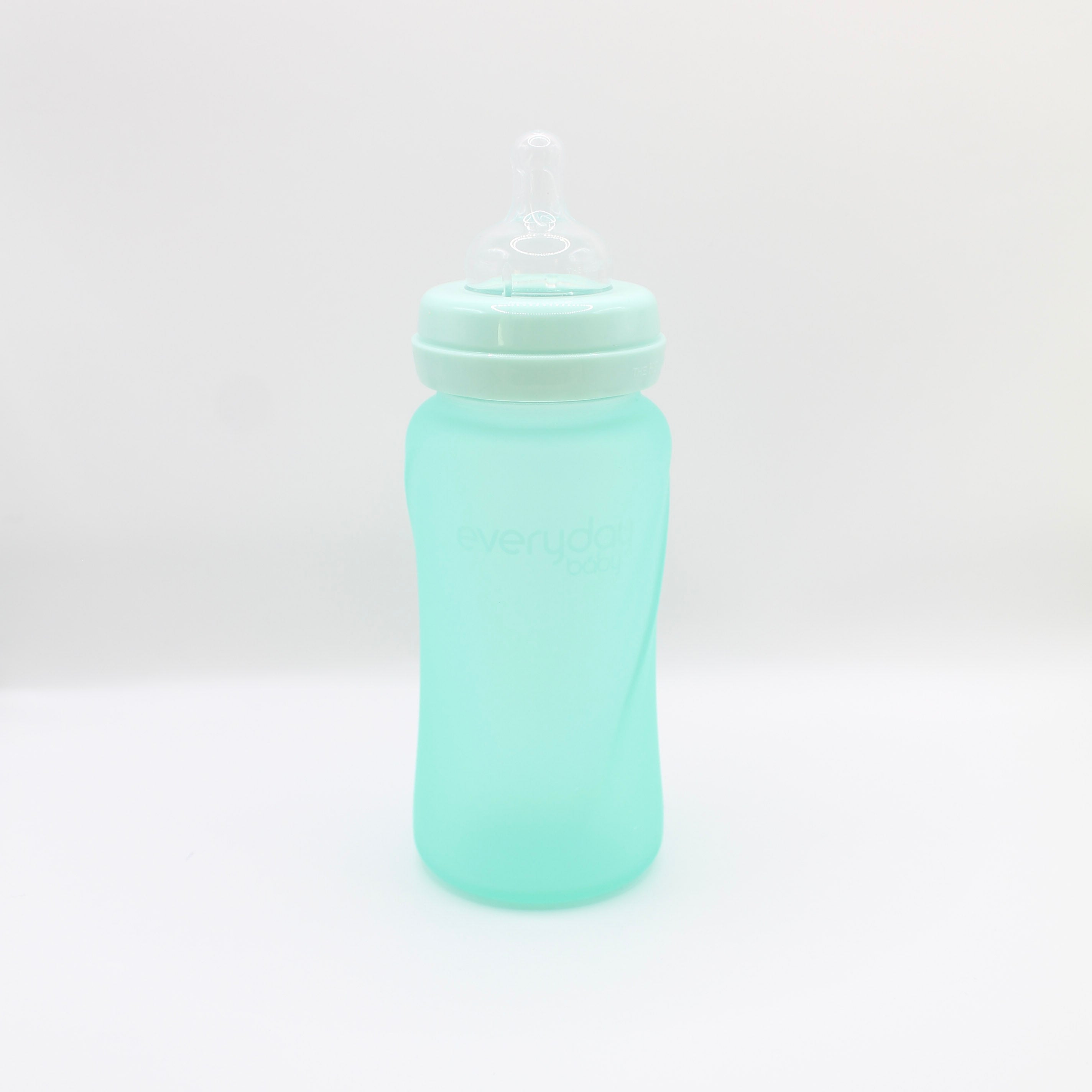 everyday baby Glass Bottles Glasflasche 240 ml Quiet Grey Silikon