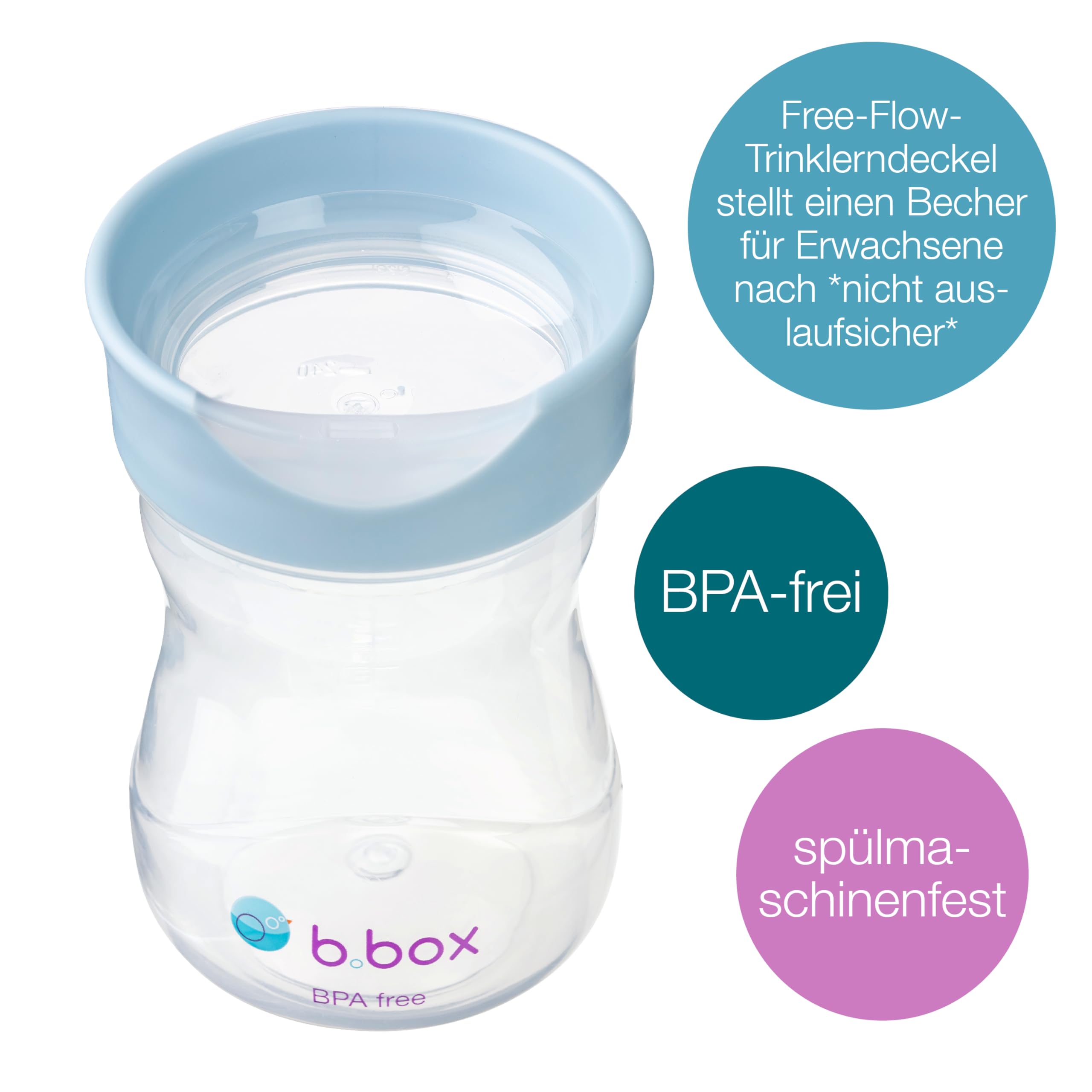 b.box Trinklernbecher Free-Flow 240 ml Hellblau BPA-frei