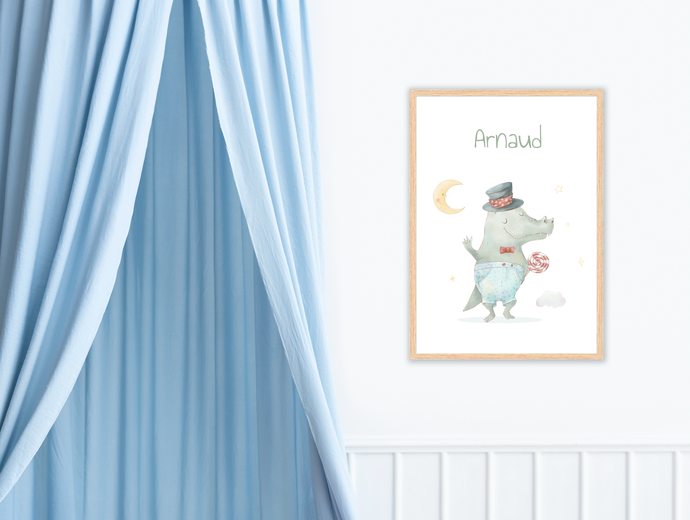 Les Petits Citrons La Papeterie Animaux Poster Hase mit Namen A4 Rahmen