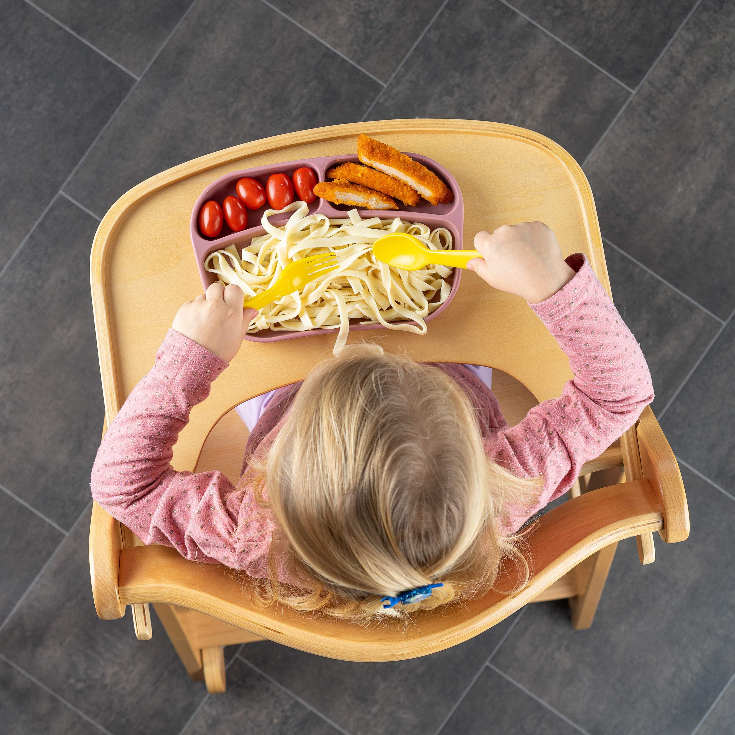 MiaMia Kindergeschirr Teller 3 Fächer Rose Silikon