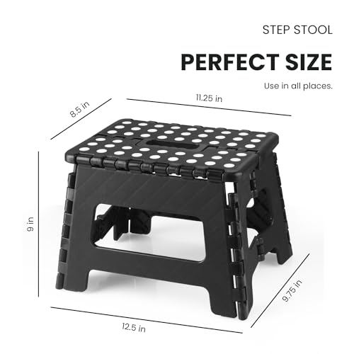 PandaEar Tritthocker Klapphocker Schwarz 19cm Rutschfest 136kg