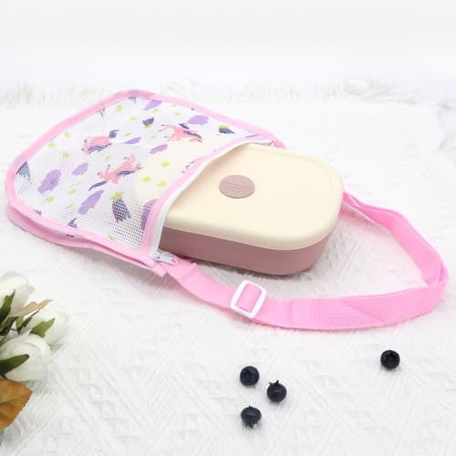 PandaEar Bento Brotdose Silikon Pink 4 Fächer Auslaufsicher