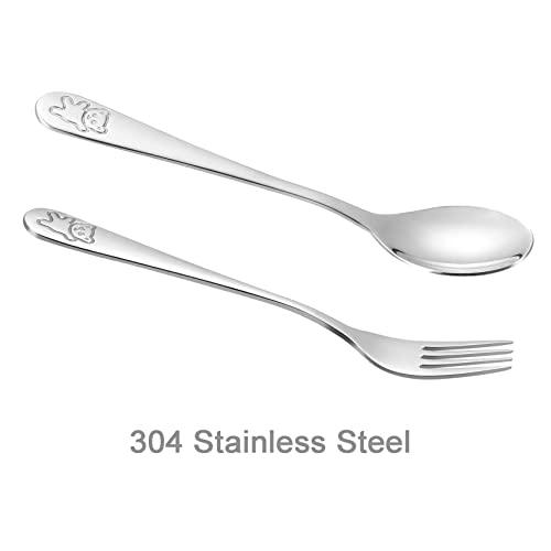 PandaEar Utensils Kinderbesteck Edelstahl Silber 6er Set abgerundet