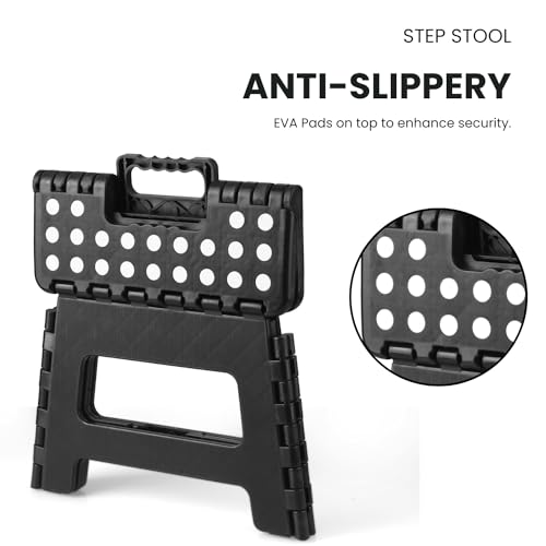 PandaEar Tritthocker Klapphocker Schwarz 19cm Rutschfest 136kg