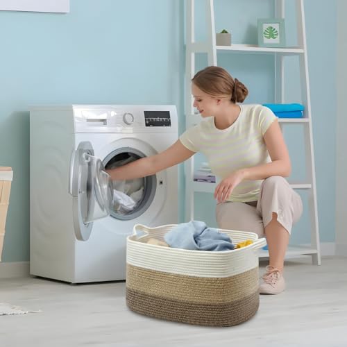 PandaEar Nursery Essentials Seilkorb Groß 70L mit Griffen