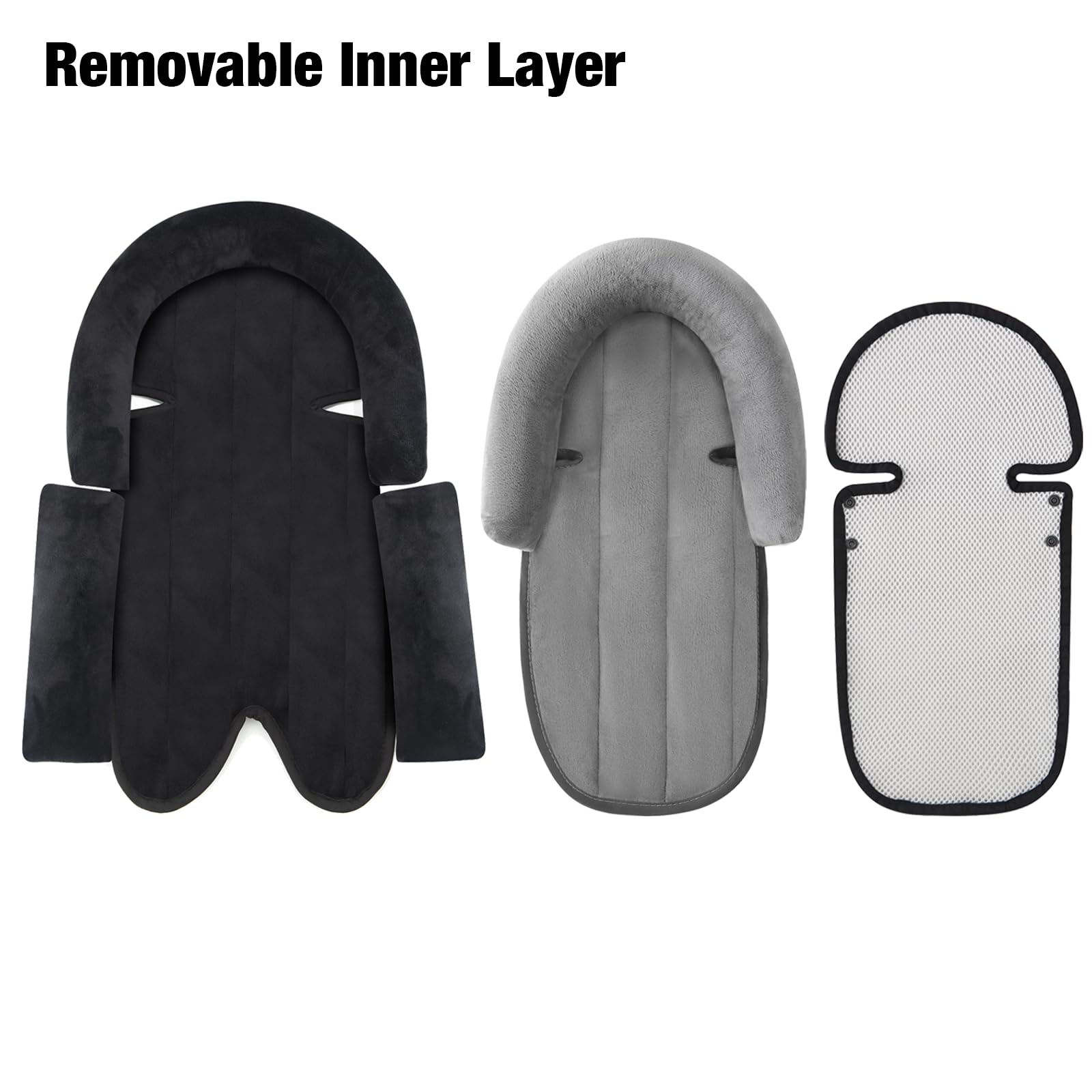 PandaEar Nursery Essentials Kopfstütze Sitzauflage Schwarz 3 in 1