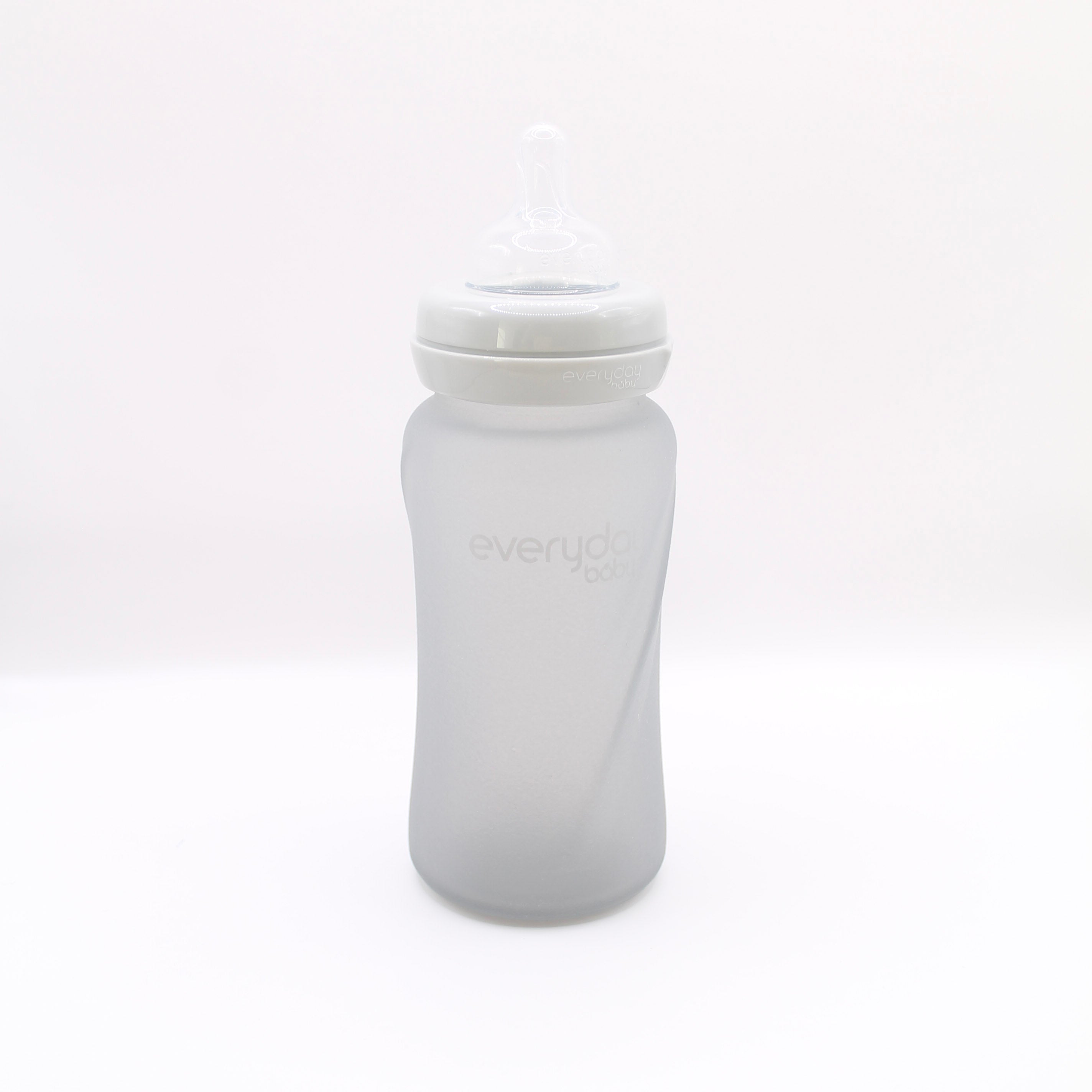 everyday baby Glass Bottles Glasflasche 240 ml Quiet Grey Silikon