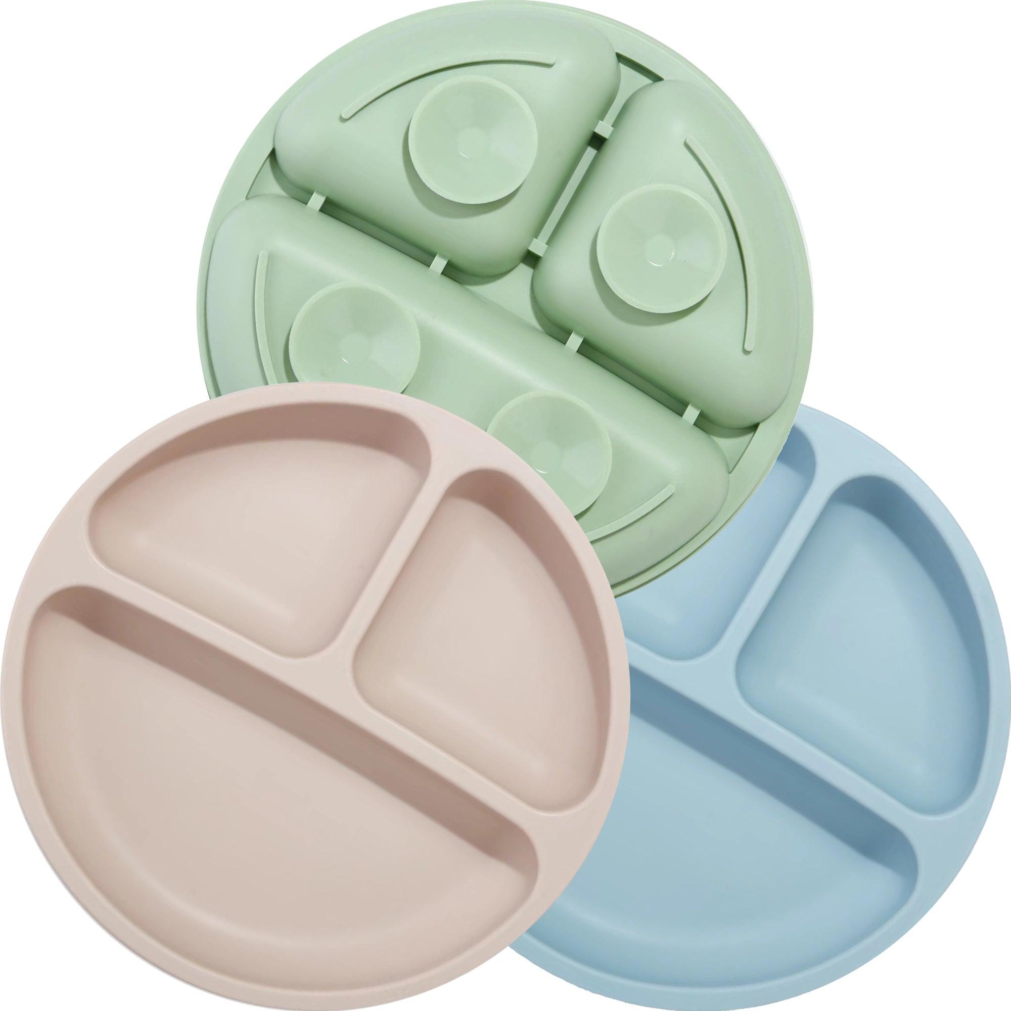 PandaEar Plates Saugteller Silikon unterteilt 3er Pack Blau