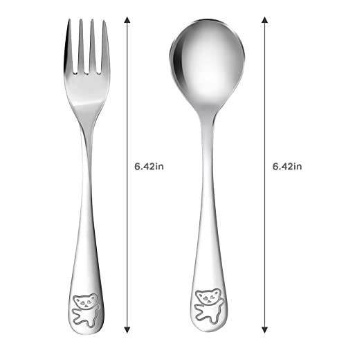 PandaEar Utensils Kinderbesteck Edelstahl Silber 6er Set abgerundet