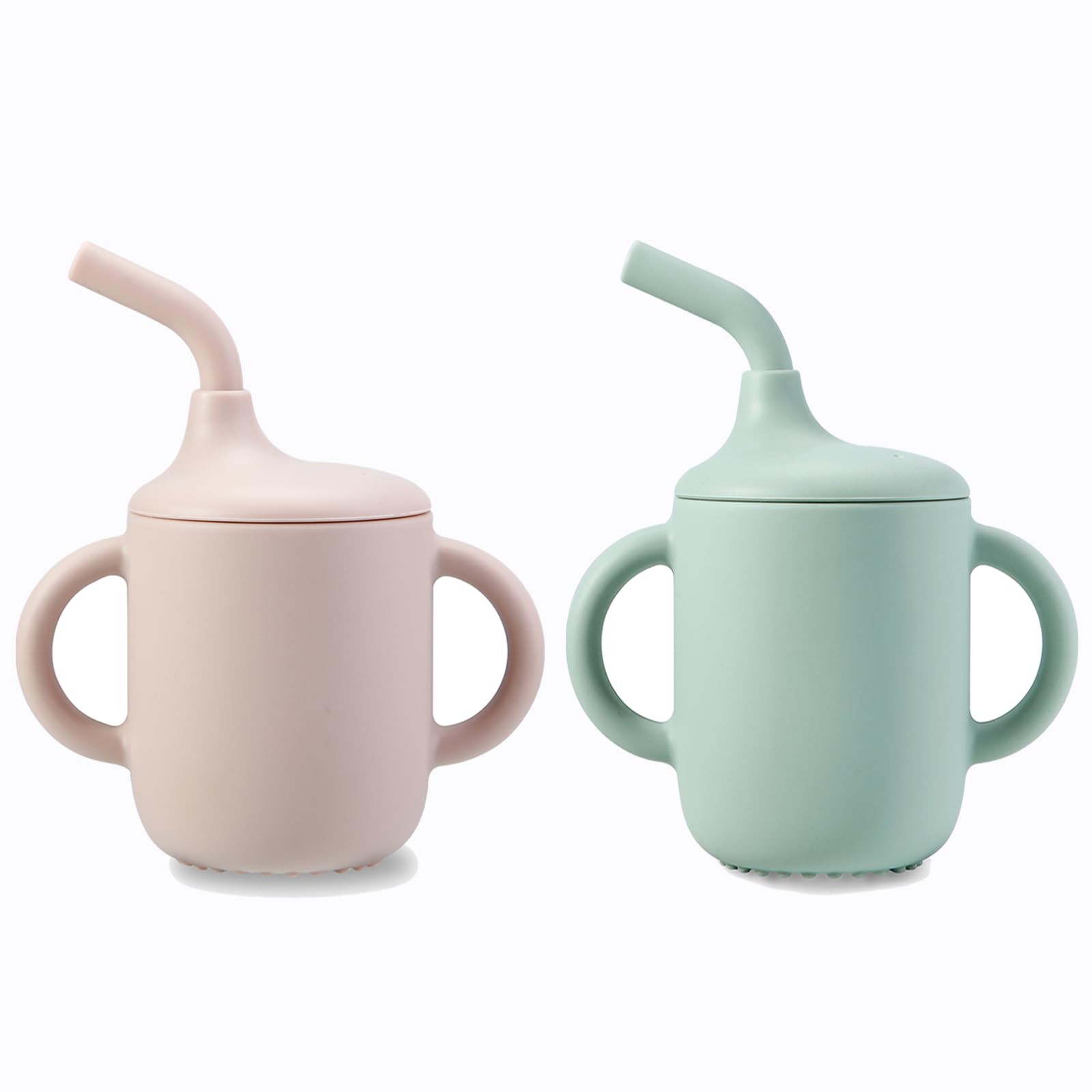 PandaEar Cup Trinklernbecher Silikon mit Strohhalm
