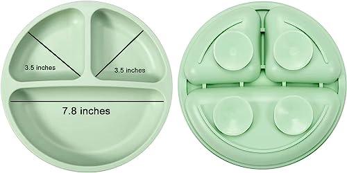 PandaEar Feeding Set Saugteller Löffel 4tlg Grau Grün