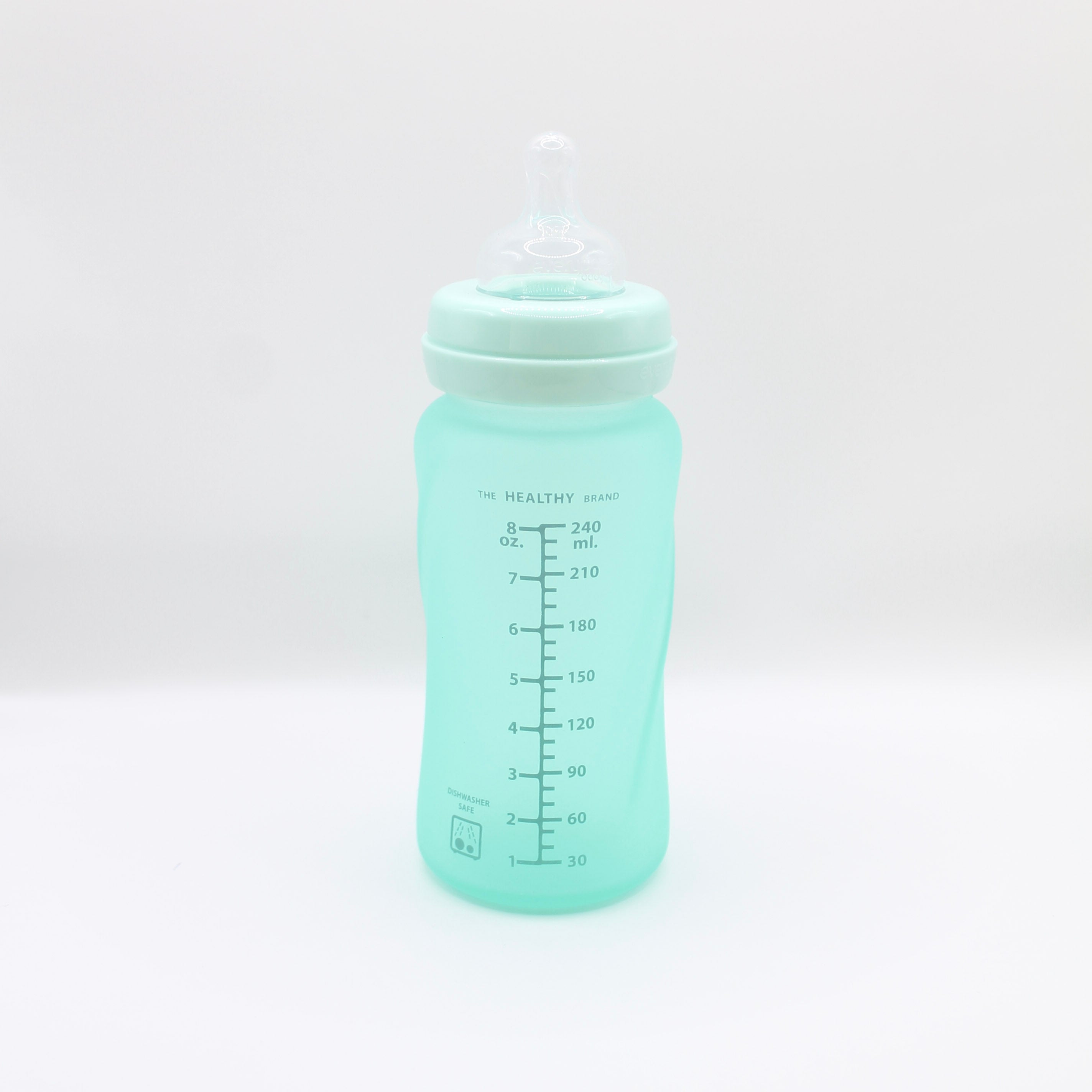 everyday baby Glass Bottles Glasflasche 240 ml Quiet Grey Silikon